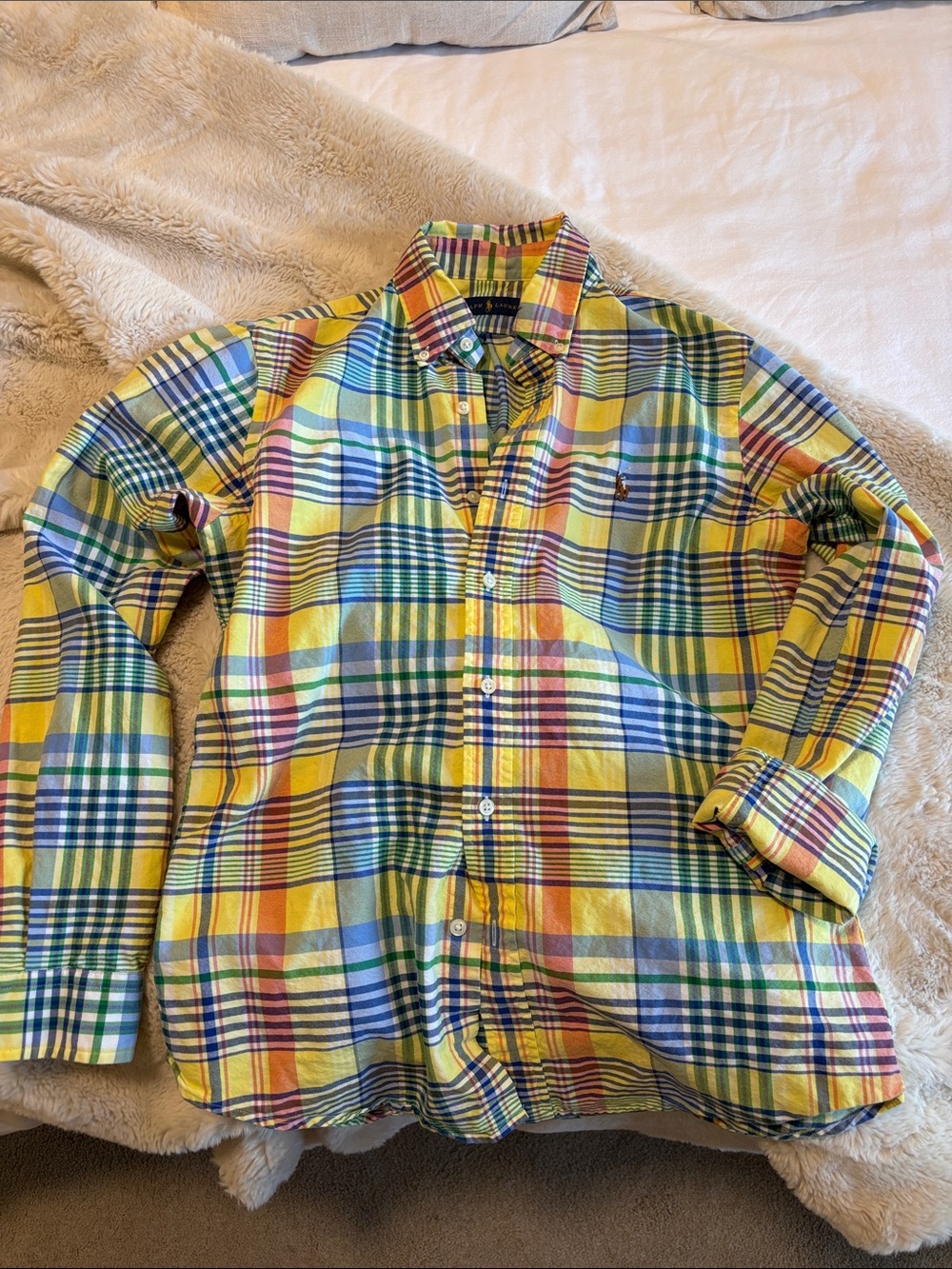 Polo by Ralph Lauren Yellow Multi-Color Plaid Button-Down Shirt